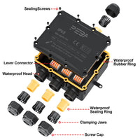 1 x RAW Customer Returns PEBA junction box waterproof IP68, large junction box surface-mounted 295x165x115 mm, M25 cable gland 4mm - 14mm, cable distributor waterproof, outdoor garden underground cable junction box black 6 ways - RRP €32.88