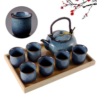 1 x RAW Customer Returns DUJUST Japanese Porcelain Tea Set, Unique Chinese Tea Set, Light Blue - RRP €57.99