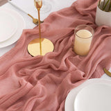 1 x RAW Customer Returns AOKSUNOVA Christmas Muslin Wedding Table Runner Chiffon 400x80cm 4m - RRP €21.62