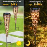 1 x RAW Customer Returns Metal Vintage Solar Lamps, G rvitor IP65 Waterproof Garden Solar Lights for Outdoors, Warm White LED Solar Garden Lights with Ground Spike Decoration for Patio Flower Box Balcony 2  - RRP €20.15