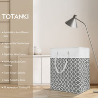 1 x Brand New TOTANKI 2-Pack Laundry Basket, 120L Large Laundry Basket with Long Reinforced Handles, Freestanding Waterproof Storage Basket, Foldable Laundry Basket for Bedroom, Bathroom, Dormitory Grey  - RRP €27.97