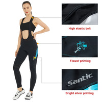 1 x RAW Customer Returns Santic women s long cycling shorts with straps, padded cycling shorts, long with straps with pockets, blue EU XXL - RRP €33.26