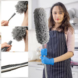 12 x Brand New Feather duster telescopic for ceiling with telescopic rod microfiber duster corner broom max. long 55-254cm dust broom with telescope for high ceilings ceiling fan cobwebs 7 gray cobwebs 5 gray white  - RRP €238.92