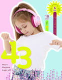 1 x RAW Customer Returns iClever Bluetooth headphones for kids with LED lights, 74 85 94dB volume limit, 43 hours playtime, stereo sound, Type-C, AUX cable, Bluetooth 5.3 children s headphones for tablet travel - RRP €29.99