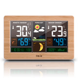 1 x RAW Customer Returns FanJu radio weather station with outdoor sensor, DCF radio clock, digital color display indoor and outdoor thermometer hygrometer, radio weather station with weather forecast and barometer,  - RRP €43.36