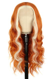 1 x RAW Customer Returns PORSMEER Lace Front Wig Long Curly Wavy Orange Ginger with Blonde Wig for Women 13x4 Lace Front Glueless Wig Natural Hairline Heat Resistant Synthetic Hair Copper Red - RRP €59.0