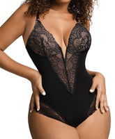 1 x RAW Customer Returns Popilush Body Shaper Women Tummy Control Lace Body Shapewear Women Body V Neck Tops For Women With Lace Women Party Outfit - RRP €49.99