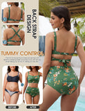 1 x RAW Customer Returns UMIPUBO Women s Bikini Set Tummy Control High Waist Swimwear Push Up Bikinis Drawstring Side Two Piece Swimsuit V Neck Swimsuit Green, M  - RRP €32.99