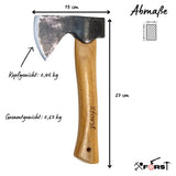 1 x RAW Customer Returns Xforst axe, hatchet, hand axe, made of forged carbon steel. Survival axe made of hickory wood handle with blade protection made of real leather. Viking axe. 27 cm 0.67 kg. Model X-AG1Black - RRP €31.1