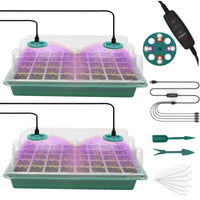 1 x RAW Customer Returns MQFORU Germination Tray with Grow Light, 2 Pieces 80 Cell Seedling Seedling Tray Mini Greenhouse Propagator with Adjustable Grow Light Brightness Humidity Seed Propagator Kit - RRP €29.99