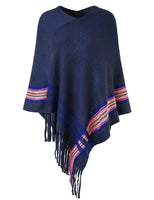 3 x Brand New Ferand Women s Poncho Casual Cape with Imaginative Colorful Striped Pattern - One Size - Camel - RRP €72.0