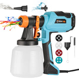 1 x RAW Customer Returns Paint Spray System, GoGonova 1400ml Large Container Paint Spray Gun with 4 Nozzles, 3 Patterns and Filter for Paints, Fences, Railings and Glazes Blue - RRP €50.51