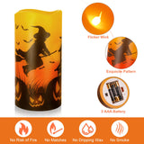 1 x RAW Customer Returns Halloween Candles, Pack of 3 Flameless LED Candles Halloween Decoration Pillar Candles Remote Control Timer Battery Operated Real Wax Candles with Bat Witch Pumpkin Decoration Pattern for Halloween Decoration - RRP €19.15