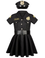 1 x RAW Customer Returns Police Costume Girls Luxury Police Officer Dress Set for Children Carnival Theme Party Halloween Police Costume Equipment Police Trowel Police Toy Black C030M - RRP €35.99