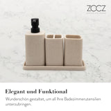 1 x RAW Customer Returns zccz Beige Bathroom Accessories Set - Complete Bathroom Accessories Set - Soap Dispenser, Toothbrush Holder, Bathroom Tray - Bathroom Organizer - RRP €29.99