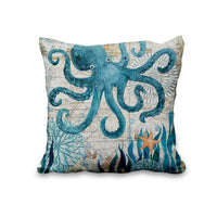 1 x Brand New Aoihrraan 46x46cm Set of 4 Decorative Marine Animal Cushion Covers Turtle Seahorse Whale Octopus Throw Pillows Coastal Sea Life Ocean Theme Decorative Pillowcase Square Couch Cushions Bedroom Sofa - RRP €20.4