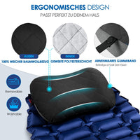 1 x RAW Customer Returns HIKENTURE Inflatable Camping Travel Pillow with Removable Pillowcase, Ergonomic Pillow, Comfortable Neck Pillow for Travel Outdoor, Inflatable Travel Neck Pillow Black  - RRP €22.99