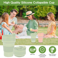 5 x Brand New CAINCAY Foldable Cup Foldable Silicone Cup, 2 Pack 350ml BPA-free Foldable Travel Cup with Plastic Lid, Foldable Drinking Cup Portable Silicone Cup for Camping Hiking Travel - RRP €102.0