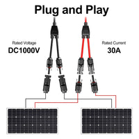 1 x RAW Customer Returns PowMr 2 Pairs 6mm Solar Y Cable 2 MMF FF Solar Panel Cables for Parallel Photovoltaic Connection Solar Cable 2 Red 2 Black Wrench  - RRP €25.2