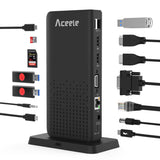 2 x RAW Customer Returns Aceele USB C Docking Station Triple Display Hub USB C 15 in 1 SD TF, HDMI, VGA, LAN, Audio, 100W PD, Multiport Adapter for MacBook Pro Air, Dell XPS, HP, Surface, Lenovo - RRP €104.88