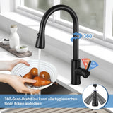 1 x RAW Customer Returns DJS Kitchen Faucet Black Extendable, Kitchen Mixer Tap for Sink, Kitchen Faucet with Dual Function Sprayer, Matte Black - RRP €59.99