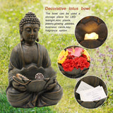 1 x RAW Customer Returns Yeomoo Meditation Buddha Figure Garden Decoration for Outdoors - Zen Buddha Garden Decoration Living Room Balcony Decoration Large Figures with Lotus Pebbles and Glass Stone Gifts for Women Men Bronze 30CM - RRP €51.67