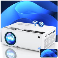 1 x RAW Customer Returns Projector, 5G WiFi Bluetooth 5.1 Projector, 9800 Lumen Upgrade Mini HD Movie Projectors, Wireless Synchronize Screen, Home Theater for HDMI, USB, VGA, PC, TV Box, iOS and Android Phone - RRP €73.61