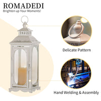 1 x RAW Customer Returns Romadedi Lantern Large for Outdoors - 35cm White Vintage Lantern Lanterns Decoration for Candles Wedding Candle Holder Outdoor Living Room Table Decoration - RRP €35.99