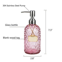 1 x RAW Customer Returns Funly mee Bathroom Kitchen Glass Soap Dispenser with 304 Stainless Steel Pump Pink - RRP €17.99