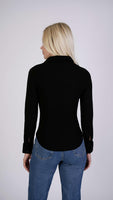 1 x RAW Customer Returns 1stAmerican Women s Slim Fit Stretch Long Sleeve Blouse Cotton Shirt - Black Color Size XS - RRP €28.81