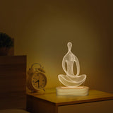 1 x RAW Customer Returns Yoga Lamp LED 3D Art Night Light for Girls Women Meditation Lover Birthday Gifts, USB Power Warm Color Wooden Base Table Lamps - RRP €19.99