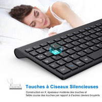 1 x RAW Customer Returns cimetech Wireless Keyboard, French AZERTY Keyboard with Nano Receiver USB 2.4GHz, Ergonomic, Compatible with Windows MacOS, Windows PC Laptop - Black - RRP €20.4