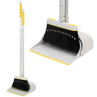 1 x RAW Customer Returns Jekayla Broom and Dustpan Set with Extendable Long Handle, Upright and Easy Cleaning Combo for Office Lobby in Kitchen Living Room, Yellow and Gray - RRP €23.23