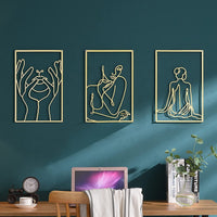 1 x RAW Customer Returns Pcs Gold Metal Wall Art Decor- Elegant, Stylish Female Body Line Art with 3D Shadow Effect- Abstract, Minimalist Wall Art for Bedroom, Living Room More- Modern, Gold Accent Decor - RRP €40.14