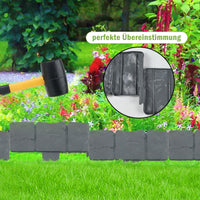 1 x RAW Customer Returns Lawn edging plastic, stone look garden border made of polypropylene, edging for flower beds lawn edging garden decorative garden fence, 1 piece L x H 25 cm x 23 cm 20 pieces, grey  - RRP €24.19