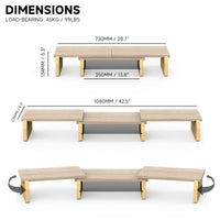 1 x Brand New Fenge Dual Monitor Stand Screen Stand, Legs Made of Environmentally Friendly Cork for Computer TV Laptop, Monitor Stand, Swivel Length Adjustable, 73-108x23.5x11.6cm, Oak - RRP €20.4