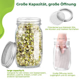 1 x RAW Customer Returns ecooe sprouting jar 1000ml, 2 sprouting jars glass, sprouting jars for sprouts with 2 filter grid covers made of stainless steel 304, 1 stand and 1 water bowl - RRP €26.98