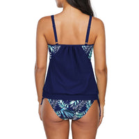 1 x RAW Customer Returns Durio Tankini for Women Slimming Tankini Sexy with Bikini Briefs Two-Piece Tankini Top Push Up Swimwear Swimsuit Blue Green Leaves 42 - RRP €34.27