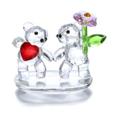 1 x RAW Customer Returns H D Hyaline Dora Crystal Love Flower Bear Ornament Cut Glass Decorative Figurines Craft Collection - RRP €26.99