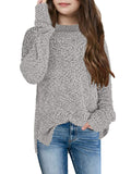 3 x Brand New YBENLOVER Kids Girls Fleece Knitted Sweater Fuzzy Pullover Warm Winter Tops Sweater Gray, 160 13-14 Years  - RRP €56.94