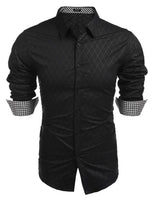 1 x RAW Customer Returns COOFANDY Men s Long Sleeve Shirts Slim Fit Casual Shirt Diamond Pattern Check Shirt Business Shirt Party Wedding Shirts Modern Men Classic Shirts Long Sleeve Shirt,2-Black,M - RRP €37.3