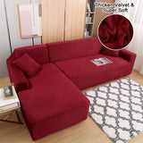 1 x Brand New Mingfuxin L Shape Sofa Slipcovers Stretch Canne Velvet Thick Plush Corner Sofa Cover Protector with 2 Pillowcases for 3 Seater 3 Seater L Type Sofa Couch - RRP €70.64