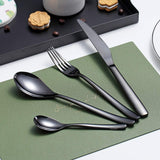 1 x RAW Customer Returns HOMQUEN Black Cutlery Set 24 Pieces, Black Cutlery Set Made of Stainless Steel, Black Titanium Coating, Utensil Sets Service Set for 6 Shiny Black  - RRP €35.98