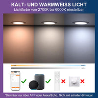 1 x RAW Customer Returns DUSKTEC Alexa RGBWW 10W Recessed LED Spotlights for Plasterboard, 2700K-6000K Warm and Cold White, RGB Smart LED Ceiling Spotlights 220V Dimmable Color Changing, Colorful Bluetooth LED Spotlights - RRP €36.04