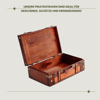 1 x RAW Customer Returns Brynnberg Treasure Chest Little Red Marco 33x21x11cm Lockable 38x27x14cm - Decorative Suitcase Antique, Large Treasure Chest, Brown, with Lock Pirate Chest, Storage Box Casket Wooden Money Chest - RRP €46.99