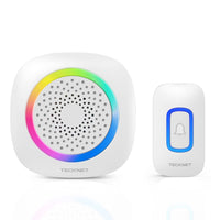 1 x RAW Customer Returns TECKNET wireless doorbell, wireless doorbell battery operated with RGB light, 60 melodies, IP66 waterproof outdoor doorbell set, 400m wireless range doorbell kit with 4.5 years lifespan - RRP €18.99