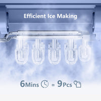 1 x RAW Customer Returns OMISOON Home Ice Maker 12kg 24h, 9 Cubes in 6-8 Min, Ice Maker 2 Ice Sizes, Self-Cleaning Ice Maker for Kitchen Office Bar, Black - RRP €98.35