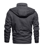 1 x RAW Customer Returns TACVASEN Men s Winter Military Fleece Jacket Coat with Detachable Hat, Grey, L - RRP €92.98