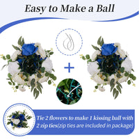 1 x Brand New BLOSMON artificial flowers bouquet flower balls table decoration wedding decoration 10 pieces royal blue white 24 cm artificial roses flower for wedding table decoration flower arrangement artificial for living room decoration - RRP €109.9