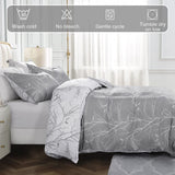 1 x RAW Customer Returns Lekesky bed linen 220x200, bed linen 3-piece duvet cover, floral pattern microfiber 220x200 bed linen set microfiber with pillowcase with zipper 80x80cm 2, gray white - RRP €30.24